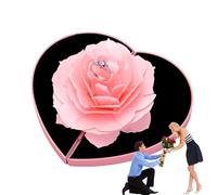 Boîte 3D - Présentoir à bijoux en forme de cœur, rangement décoratif | Cadeau sentimental avec motif floral romantique, simple à appliquer ou petit pour demande en mariage, fête, accessoire