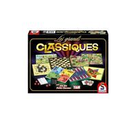 Boite 80 Jeux de societe Classiques - 4 Plateaux reversible, Pions, Bloc yam, Des, Cartes - Set Multi Jeux Famille Enfants + Carte