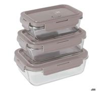 Boîte à aliments avec couvercle en verre set de 3 pièces Collection Taupe - BERLINGERHAUS
