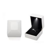 Boîte À Alliance Boîte à bagues avec lumière, boîte bijoux en diamant, de rangement for mariage, organisateur(WHITE)