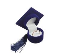 Boîte À Alliance Coffret à bijoux en forme de chapeau remise diplôme, mini-bague demande mariage, idéal for un enterrement vie jeune fille ou souvenir campus(Blue)
