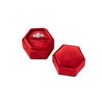 Boîte À Alliances Boîte à bagues à fente unique for fiançailles, souvenir de mariage, présentoir de bijoux photo de mariée, présentoir de rangement(Red)