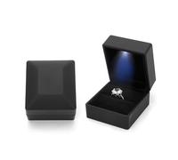 Boîte À Alliances Boîte à bagues lumineuse carrée en forme de cœur, présentoir à bijoux, rangement for mariage, fiançailles(Black-Square)