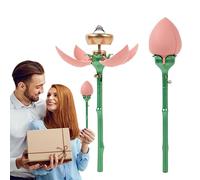 Boîte à anneaux de fleurs pour proposition, anneau de fleur - Baselle d'affichage de bijoux de fleurs avec tige - Organisateur de stockage de bijoux, titres de boucles d'oreilles ouvertes automatiques