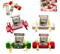 Boîte à Argent Tirette Surprise de Noël avec 40 Enveloppes Transparentes Poche Cadeau Hexagonale Réutilisable pour Argent Créatif Anniversaire Famille Amis Enfants Adult 1* Mixed color four piece set
