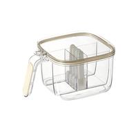 Boîte À Assaisonnement 4 En 1 Avec Couvercle Et Cuillères, Bocal À 4 Compartiments, Récipient À Condiments Scellé For La Cuisine À Domicile, Blanc, Idéal For Organiser Les Comptoirs