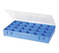Hünersdorff Boîte d'assortiment 611900 – 24 compartiments 335×225×55 mm bleu/transparent PP