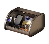 Boîte à - Avec couvercle à roulettes - En acier au carbone - Organisateur d'épices - Organiseur de cuisine bio de qualité supérieure pour petits objets, muffins, boulangerie, plan de travail