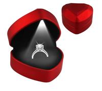 Boîte à Bagues Éclaire LED avec Design en Cœur, Coffret de Mariage en Velours Premium, Coffret Cadeau Élégant pour Alliances, Fiançailles et Bijoux, Compact et Portable, Taille 7,1 x 6,5 x 4,3 cm