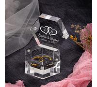 Boîte à bagues en acrylique personnalisée, boîte à bagues de mariage, plaque hexagonale transparente, boîte à bagues pour cérémonie de fiançailles, cadeau de mariage.