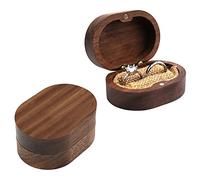 Boîte à Bagues en Bois, Boîte à Bagues de Rangement en Noyer, Boîte à Bague Double en Bois, Ecrin Bague, Boîte pour Bagues de Fiançailles en Bois pour Proposition, Fiançailles, Mariage