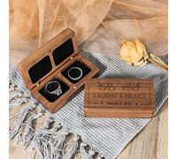 Boîte à bagues en bois gravée personnalisée, boîte à bagues double carrée pour marié, boîte à bagues personnalisée pour proposition de mariage