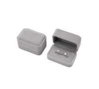 Boîte à Bagues en Velours Boîte à bagues en velours for Couple, Double anneau, boucles d'oreilles, présentoir, étui, proposition de fiançailles, mariage, anniversaire, emballage bijoux(Grey)