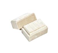Boîte à Bagues en Velours Boîte à bijoux en velours, boîte bagues quadrilatère, trois, de mariage avec couvercle amovible, organisateur, rangement(Beige)