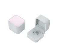 Boîte à bagues en velours carré de 5cm, 1 pièce, présentoir de bijoux for propositions de mariage, accessoires de bijoux, étui cadeaux for la saint-valentin Pour Le Mariage,Les Fiançailles(Pink grey)