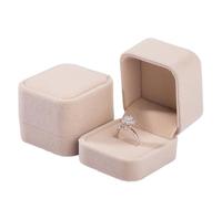 Boîte à bagues en velours carré de 5cm, 1 pièce, présentoir de bijoux for propositions de mariage, accessoires de bijoux, étui cadeaux for la saint-valentin Pour Le Mariage,Les Fiançailles(Khaki)