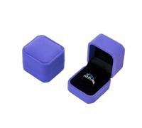 Boîte à bagues en velours carré de 5cm, 1 pièce, présentoir de bijoux for propositions de mariage, accessoires de bijoux, étui cadeaux for la saint-valentin Pour Le Mariage,Les Fiançailles(PURPLE)