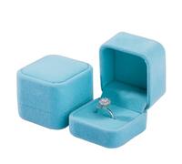 Boîte à bagues en velours carré de 5cm, 1 pièce, présentoir de bijoux for propositions de mariage, accessoires de bijoux, étui cadeaux for la saint-valentin Pour Le Mariage,Les Fiançailles(Blue)