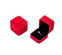 Boîte à bagues en velours carré de 5cm, 1 pièce, présentoir de bijoux for propositions de mariage, accessoires de bijoux, étui cadeaux for la saint-valentin Pour Le Mariage,Les Fiançailles(Red)