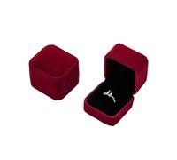 Boîte à bagues en velours carré de 5cm, 1 pièce, présentoir de bijoux for propositions de mariage, accessoires de bijoux, étui cadeaux for la saint-valentin Pour Le Mariage,Les Fiançailles(Jujube red)