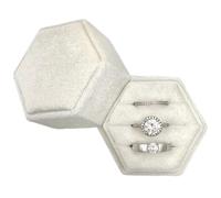 Boîte à bagues hexagonale en velours, 3 emplacements, porteur de mariage