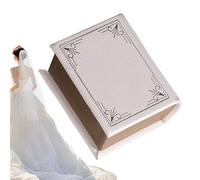 Boîte À Bagues - Porte-bijoux En Forme De Livre En Velours | Étui Pour Alliances De Mariage, Boîte À Fermeture Magnétique, Porte-cadeau De Proposition Pour Demande De Fiançailles, Anniversaire, Voyage