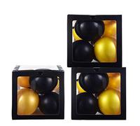 Boîte à ballons de 25,4 cm pour une fête prénatale, décoration de fête d'anniversaire, noir et doré
