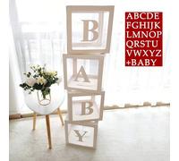 Boîte à ballons lettres transparente (comprend 30 lettres) - Boîte à ballons décorative convenant pour le premier anniversaire, la douche nuptiale, la fête de révélation du et d'autres occasions - Boî