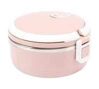 Boîte à Bento, Boîte à Lunch Ronde Facile à Nettoyer en Acier Inoxydable à une Seule Couche avec Boucle de sécurité pour Adulte (Rose)