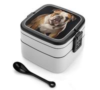 Boîte à bento bouledogue anglais, contenants de préparation des repas à 2 compartiments, boîte à lunch empilable avec couvercles, contenants de conservation réutilisables pour les voyages et le trav