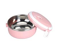 Boîte à Bento En Acier Inoxydable, Boîte à Lunch Thermique Contenants Alimentaires Scellés Avec Poignée Bol Rond De Grande Capacité Pour le Travail, L'école, le Pique-nique(Simple Couche Rose)