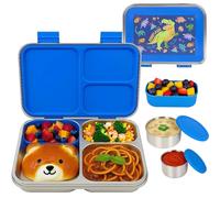 Boîte à bento en acier inoxydable pour enfants, 950 ml, sans BPA, anti-fuite, 3 compartiments avec 3 récipients alimentaires, passe au congélateur et au lave-vaisselle, pour la rentrée scolaire
