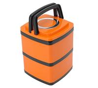 Boîte à Bento Isotherme, Boîte à Bento Empilable en Silicone Orange en Acier Inoxydable pour Repas Au Travail, Pique-Nique(1.5L)