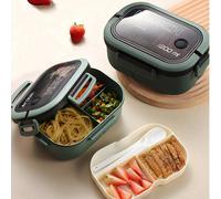 Boîte à Bento micro-onde - Boîte-repas étanche à 2 couches avec poignée et set d'ustensiles - Idéal pour l'école, le bureau, les voyages, les cadeaux de Noël et de fêtes - Pour hommes et femmes Boîte 