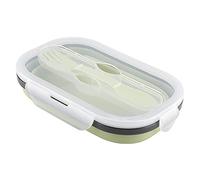 Boîte à Bento Pliable, Boîte à Lunch Rectangle en Silicone, Conteneur de Nourriture Portable Santé Lunch Container pour Voyage Pique-Nique Bureau de l'école(Vert)