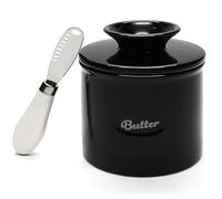 Boite A Beurre,Beurrier Ceramique Beurrier for comptoir avec couteau à beurre la demande Beurre tartinable Pot en céramique de style cloche couvercle(Red)