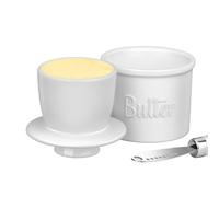 Boite A Beurre,Beurrier Ceramique Beurrier for comptoir avec couteau à beurre la demande Beurre tartinable Pot en céramique de style cloche couvercle(WHITE)