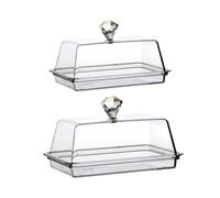 Boite A Beurre,Beurrier Ceramique Lot de 2 beurriers transparents avec couvercle, accessoires cuisine, vaisselle, porte-beurre, plateau rangement for serveur à fromage(SmaIl)