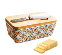Boîte à beurre - Conteneur en céramique pour beurre avec coupe-comptoir, organisateur de cuisine décoratif pour plan de travail, table, salle à manger, cadeau maison, nouvelles fêtes