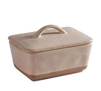 Boîte à beurre en céramique avec couvercle, style rétro, compatible avec le four à micro-ondes, le lave-vaisselle et le stockage du fromage et du beurre Plateau de desserts(Light brown)