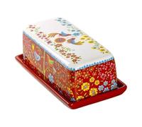 Boîte à beurre en céramique peinte à la main avec couvercle, plat rectangulaire sous glaçure de style américain, boîte à beurre artisanale unique, dôme à fromage Plateau de desserts(Geel)