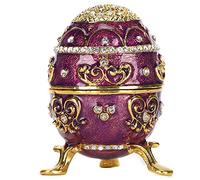 Boîte à Bibelots à œufs Fabergé,Alliage de Zinc Vintage Peint à la Main Porte-anneau de Bijoux à Charnière Unique, Boîtes de Rangement de Figurines à Collectionner pour la Décoration de Mariage