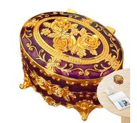 Boîte à bibelots en métal rétro, boîte à bijoux européenne | Boîte à fleurs de roses européennes - Étui de rangement pour bijoux anciens avec couvercle pour boucles d'oreilles, colliers, bracelets, ba