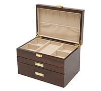 Boîte à bijoux à 3 niveaux - Avec tiroirs extensibles - Idée cadeau - Pour bagues, boucles d'oreilles, colliers et bracelets - Noyer noir