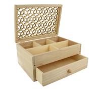 Boîte à bijoux - ARTEMIO - Motif ajouré - Bois - Marron - 19,8 x 15 cm