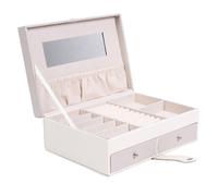 Boîte à bijoux blanche et rose en polyuréthane avec miroir et 2 tiroirs