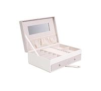 Boîte à bijoux blanche et rose en polyuréthane avec miroir et 2 tiroirs - - ALTOBUY Blanc