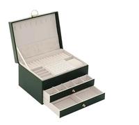Boite A Bijoux Boîte à bijoux 1/2/3 couches, simple serrure, boîte de rangement for, présentation portable for(Diamond-shaped three-layer dark green)