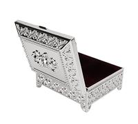 Boîte à Bijoux Boîte de Rangement Boîte à Bijoux Vintage Rose Rose Motif Boîte- Flip Monocouche Boîte Surprise Boîte à Bijoux en Alliage de Zinc Emballage Boîte à Bijoux (Silver)
