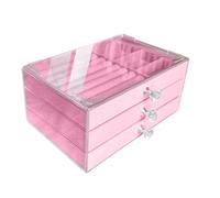 Boite A Bijoux Coffret à bijoux avec 3 tiroirs empilables for ranger boucles d'oreilles, colliers et bracelets(Pink)
